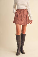 Fawn Print High Waist Skort