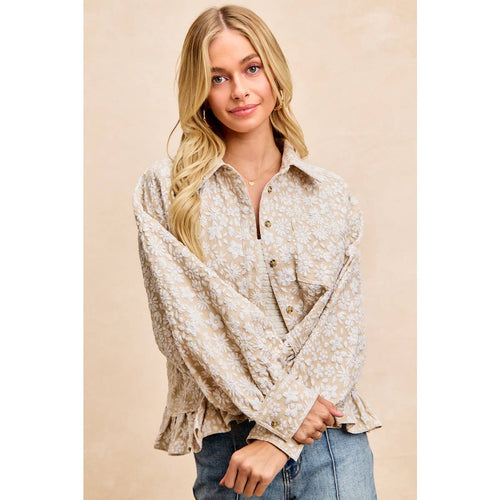 Floral Ruffled Hem Shirt Top