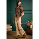 POLKA DOT BOW DETAIL SHORT SLEEVES PEPLUM TOP