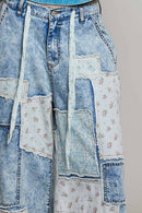Patchwork Straight Leg Denim