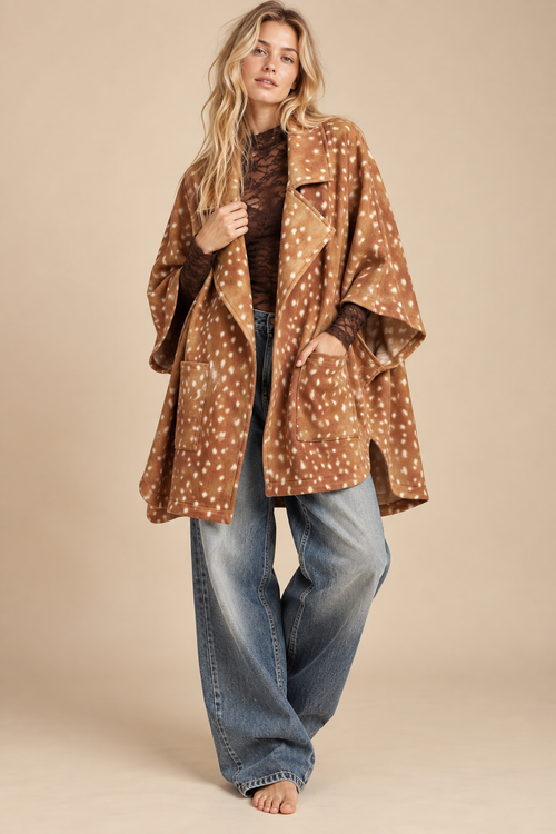 Fawn Print Oversized Kimono Cardigan