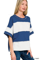 French Terry Color Block Exposed Seam Top - Zenana