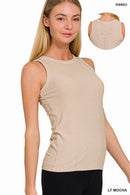 `Ribbed Round Neck Tank Top Zenana