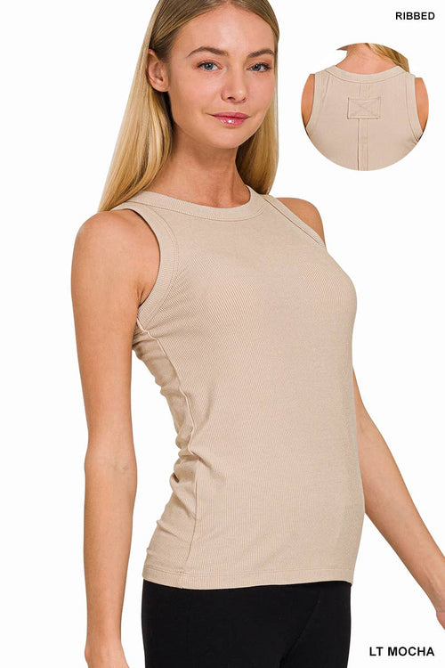 `Ribbed Round Neck Tank Top Zenana