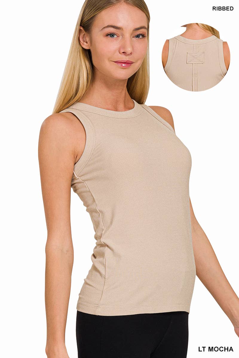 `Ribbed Round Neck Tank Top Zenana