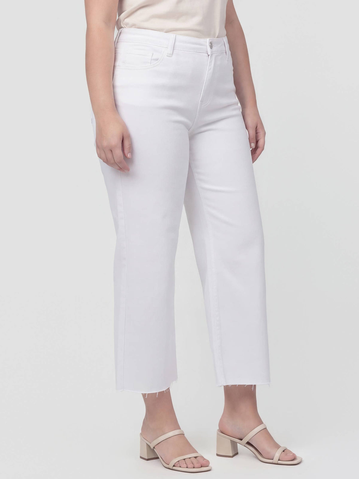 Plus Size High Rise Crop Wide Leg Jeans – Optic White