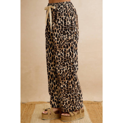 Leopard Pull-On Wide Leg Pants