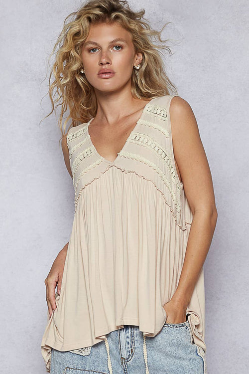 V-Neck Babydoll Knit Top