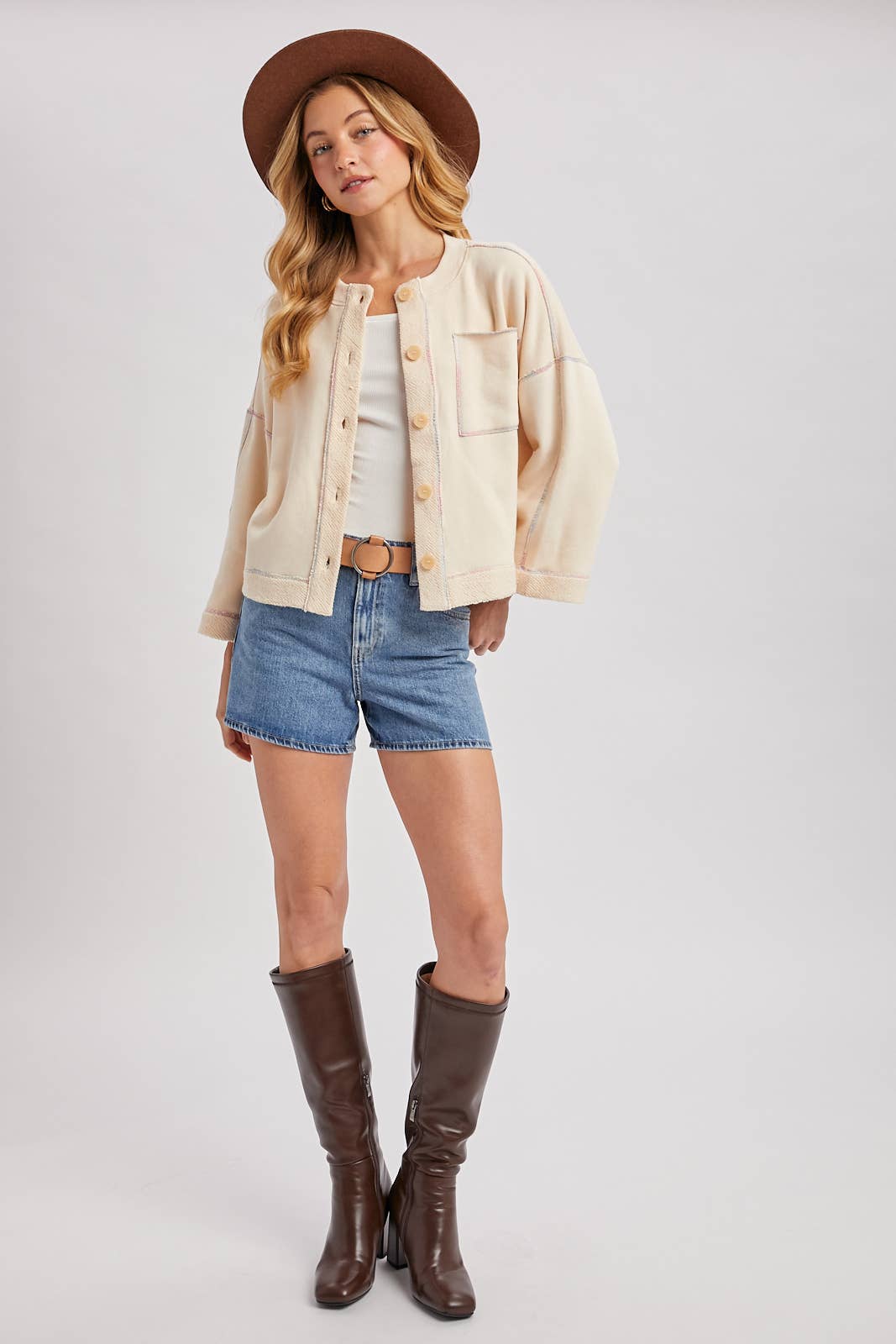 BUTTON DOWN BOXY KNIT CARDIGAN