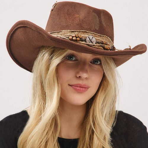 Shapeable Cowgirl Hat with Feather – Brown