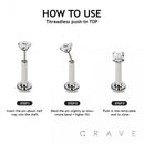 14K GOLD THREADLESS PUSH IN FIVE MARQUISE GEM CLUSTER LABRET