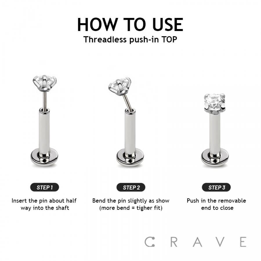 14K GOLD THREADLESS PUSH IN FIVE MARQUISE GEM CLUSTER LABRET