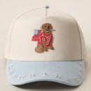 Dog USA Flag Embroidered Patch Star Brim Trucker Hat