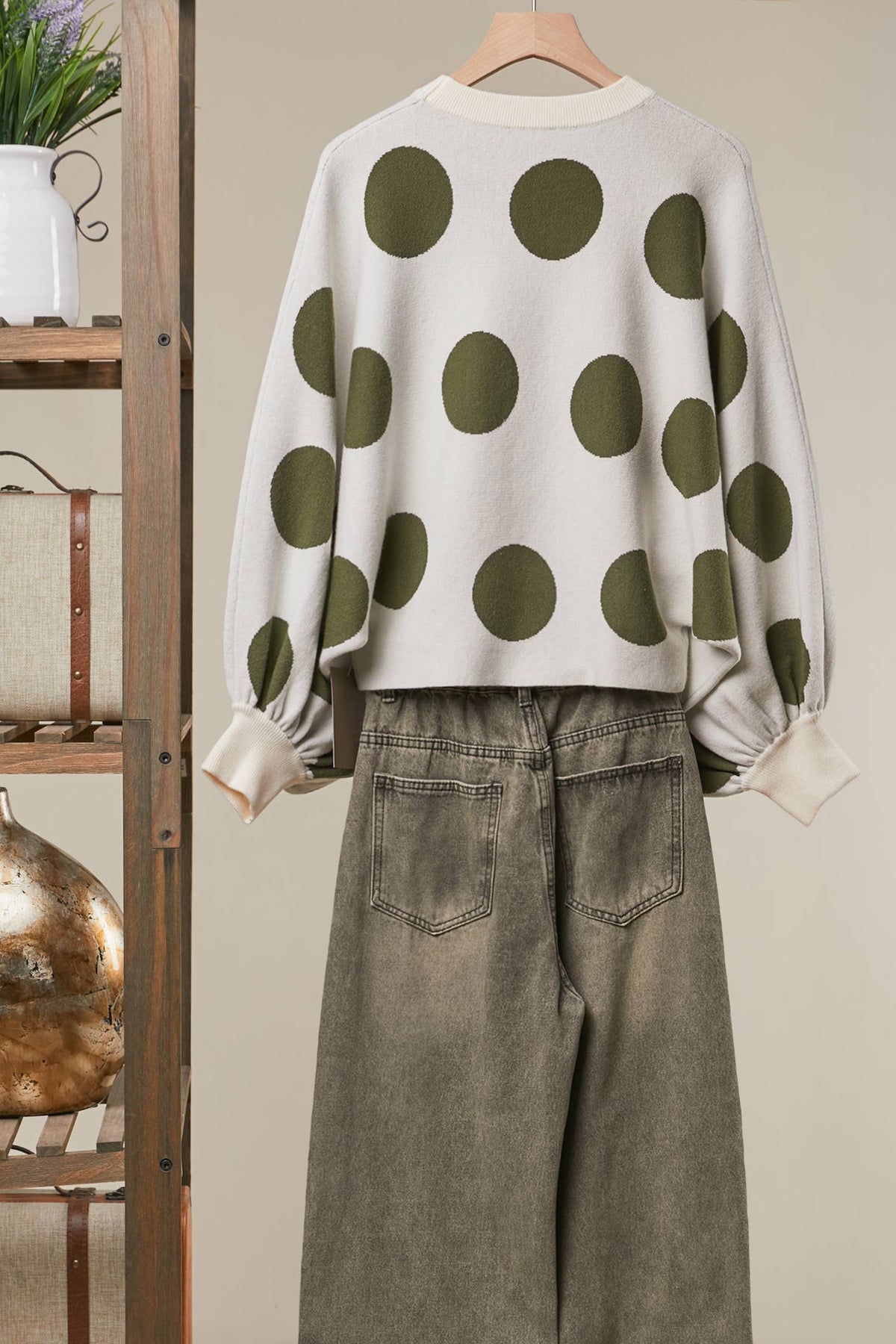 Oversized Polka Dot Knit Sweater