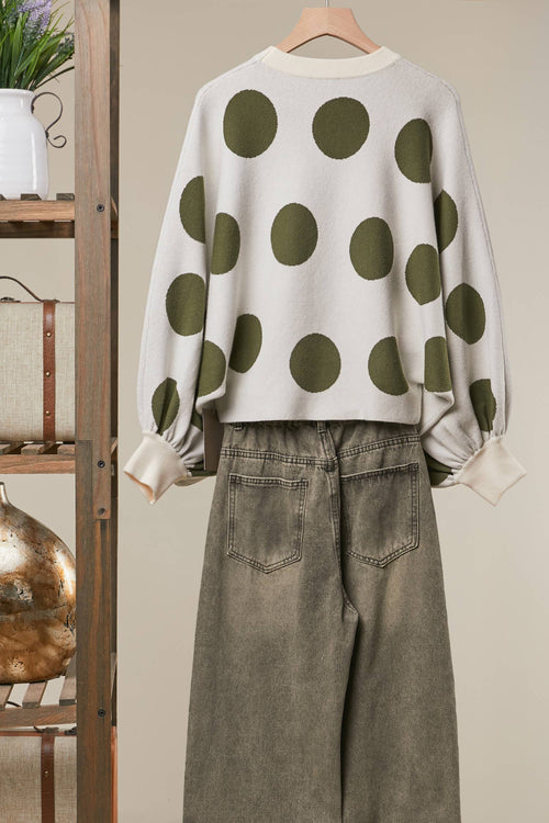 Oversized Polka Dot Knit Sweater
