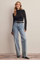 Stretch Ribbed Mock Neck Top FT0063