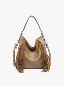 Sav Distressed Fringe Hobo Bag