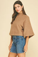 Wide Sleeve Mock Neck Sweater