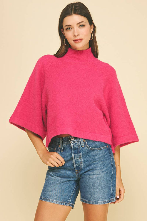 Wide Sleeve Mock Neck Sweater