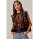 Leopard Pleated Sleeveless Blouse