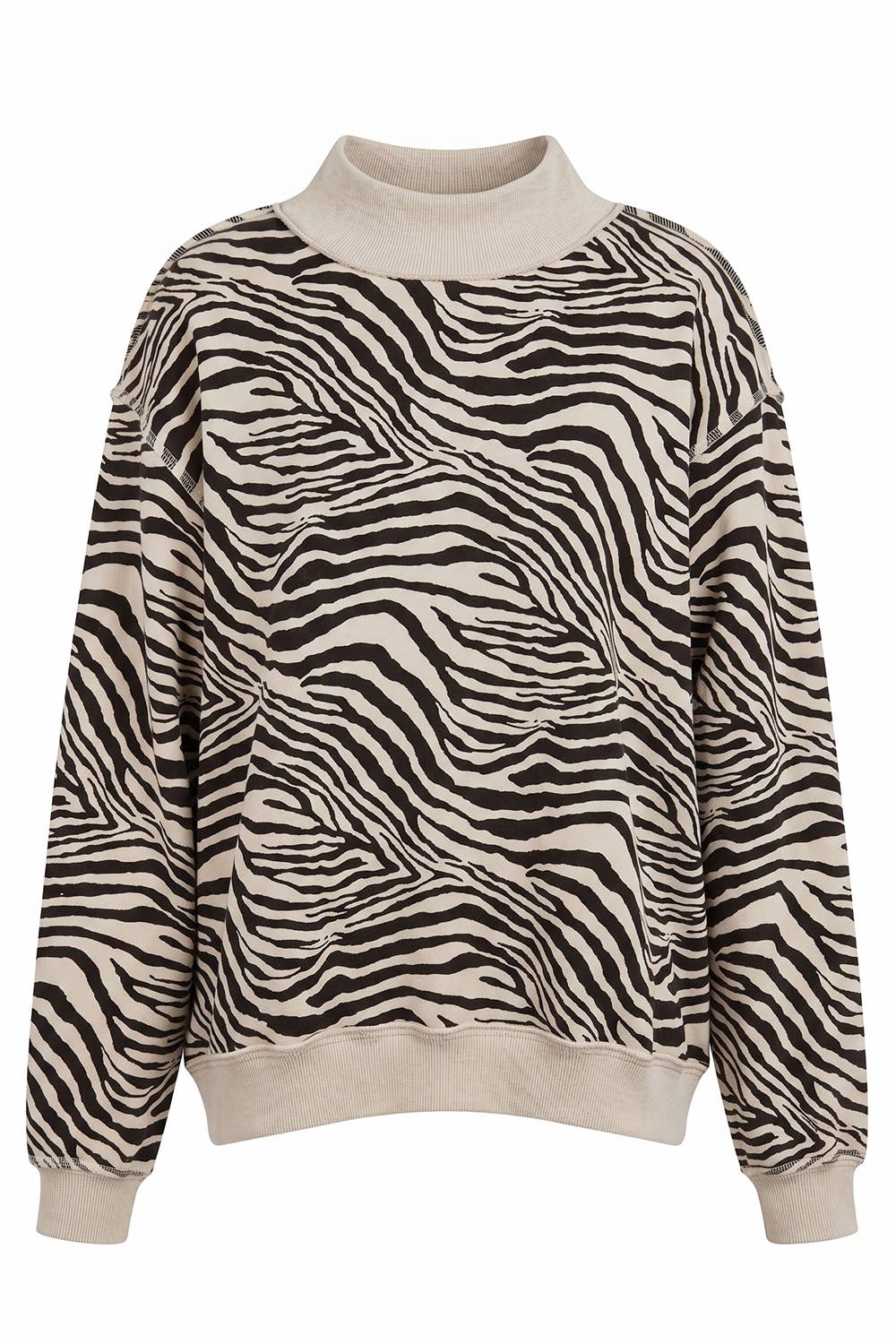 IT2594-ZEBRA | Zebra-Patterned Mock-Neck Sweatshirt