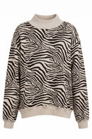 IT2594-ZEBRA | Zebra-Patterned Mock-Neck Sweatshirt