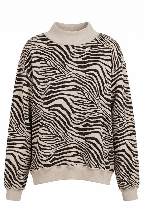 IT2594-ZEBRA | Zebra-Patterned Mock-Neck Sweatshirt