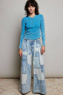 Patchwork Straight Leg Denim