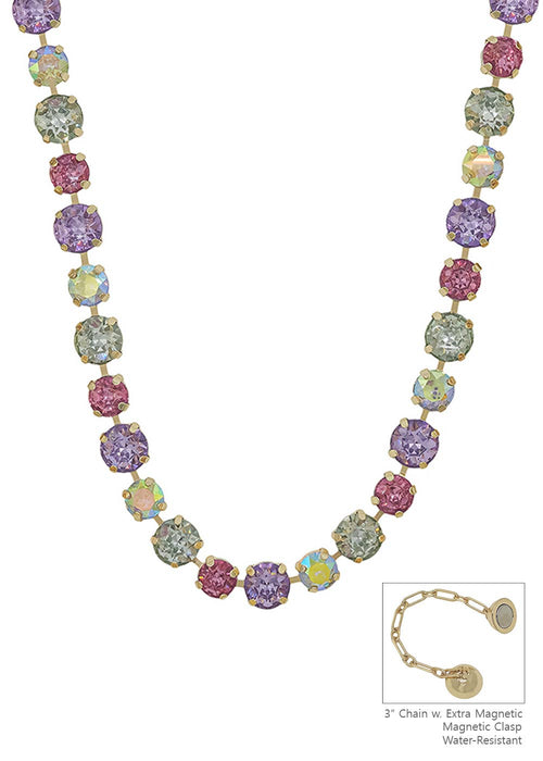 Water Resistant Light Multi Crystal 10&12MM Stone Magnetic Closure 17" Necklace