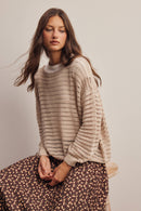 Open-Knit Stripe Sweater Top FSW0056