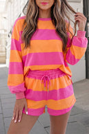 Striped Print Long Sleeve Pants Set
