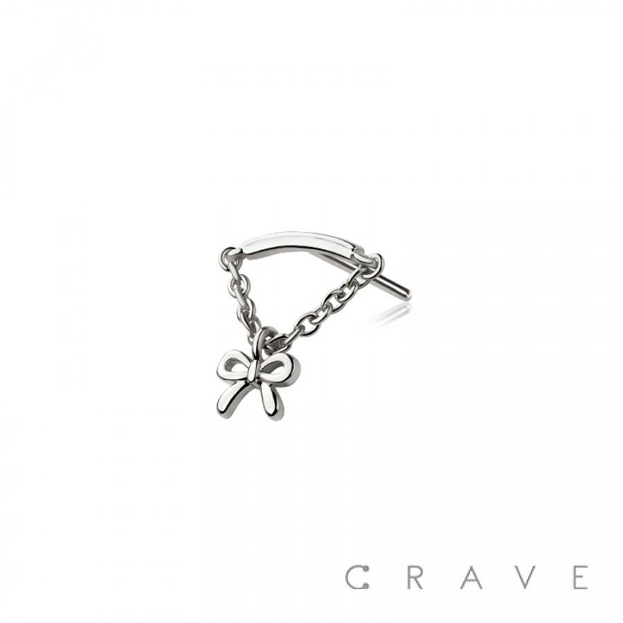 316L SURGICAL STEEL THREADLESS PUSH IN RIBBON CHAIN DANGLE D