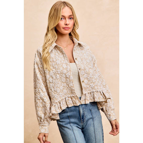 Floral Ruffled Hem Shirt Top