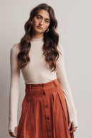 Stretch Ribbed Mock Neck Top FT0063