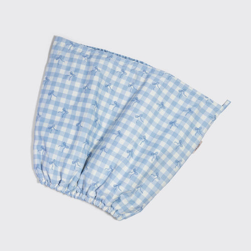 Satin Lined Flexi Shower Cap - Gingham Blue