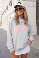 STATE Letter Print Mock Neck Pullover Sweatshirt | S-XL