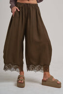 Lace Trim Balloon Leg Pants