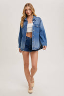 WASHED DENIM BUTTON DOWN SHIRT JACKET