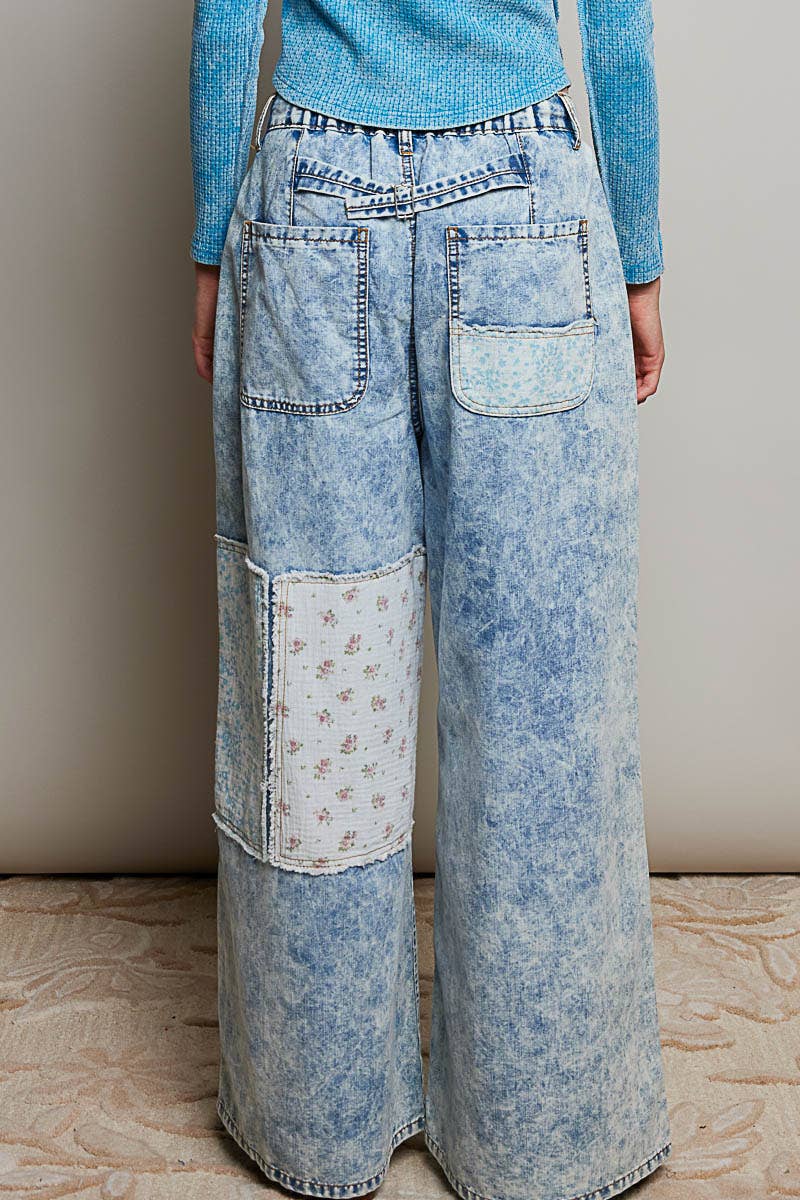 Patchwork Straight Leg Denim