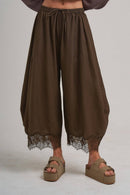 Lace Trim Balloon Leg Pants