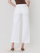 High Rise Raw Hem Crop Wide Leg Jeans