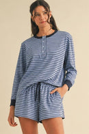 Soft Brushed Pin Stripe Knit Pullover N Shorts