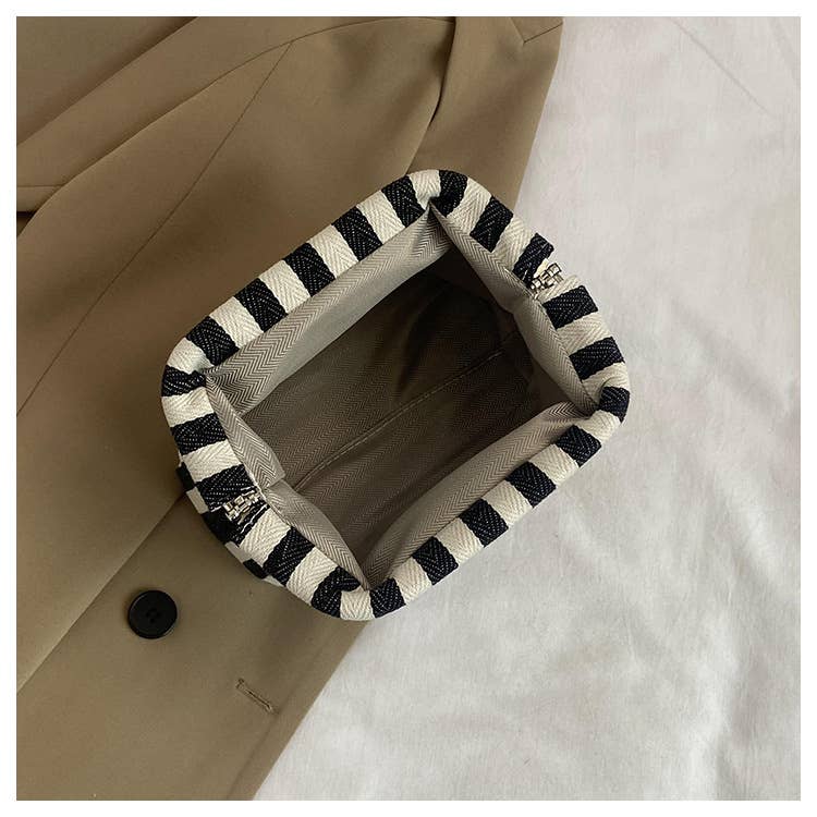Clutch Purse for Women Summer Beach Striped Dumpling Bag