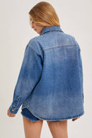WASHED DENIM BUTTON DOWN SHIRT JACKET