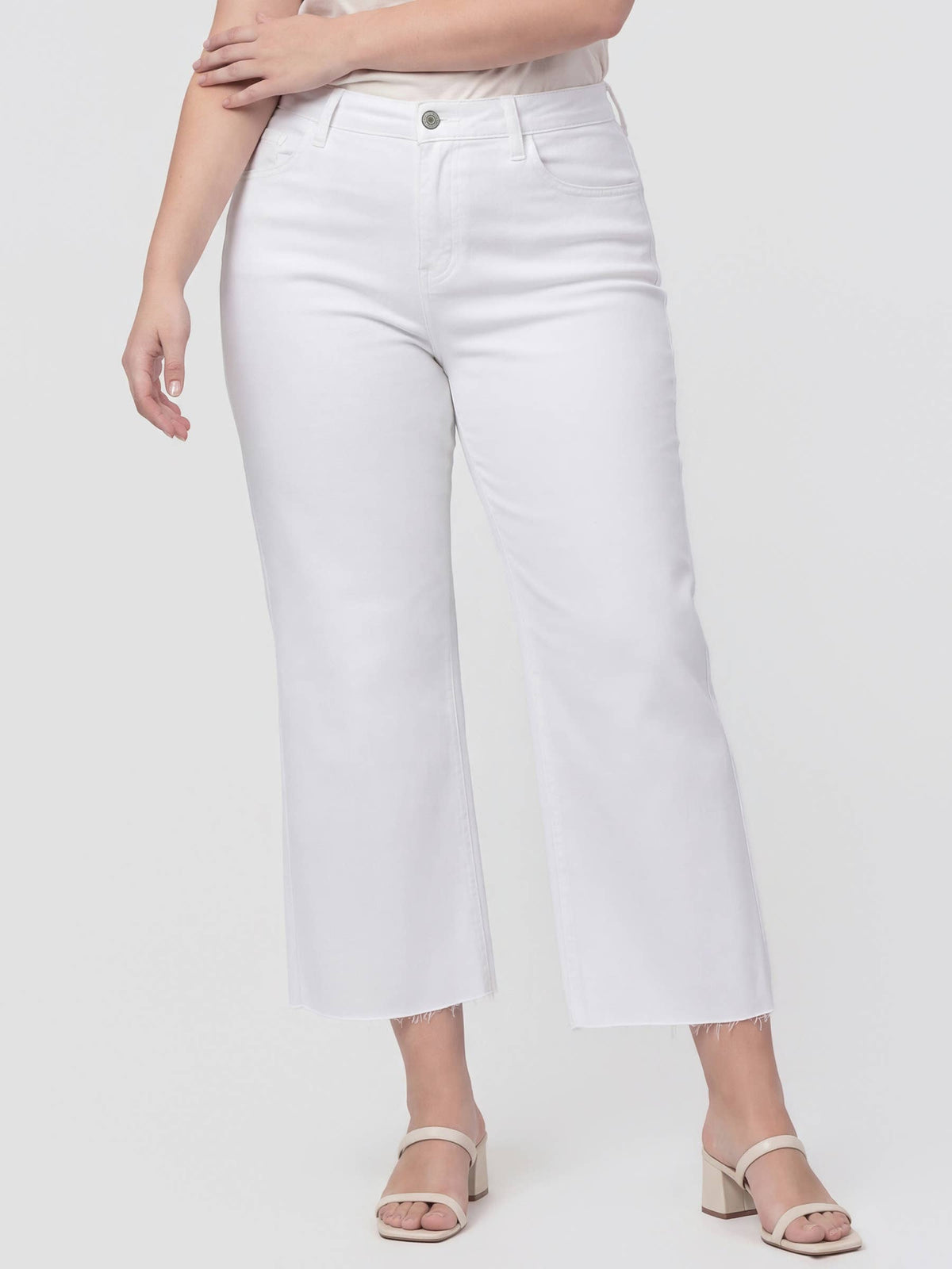 Plus Size High Rise Crop Wide Leg Jeans – Optic White