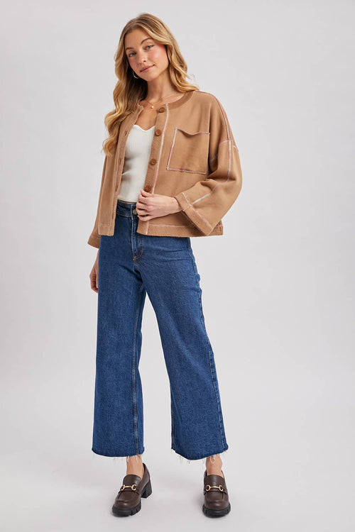 BUTTON DOWN BOXY KNIT CARDIGAN
