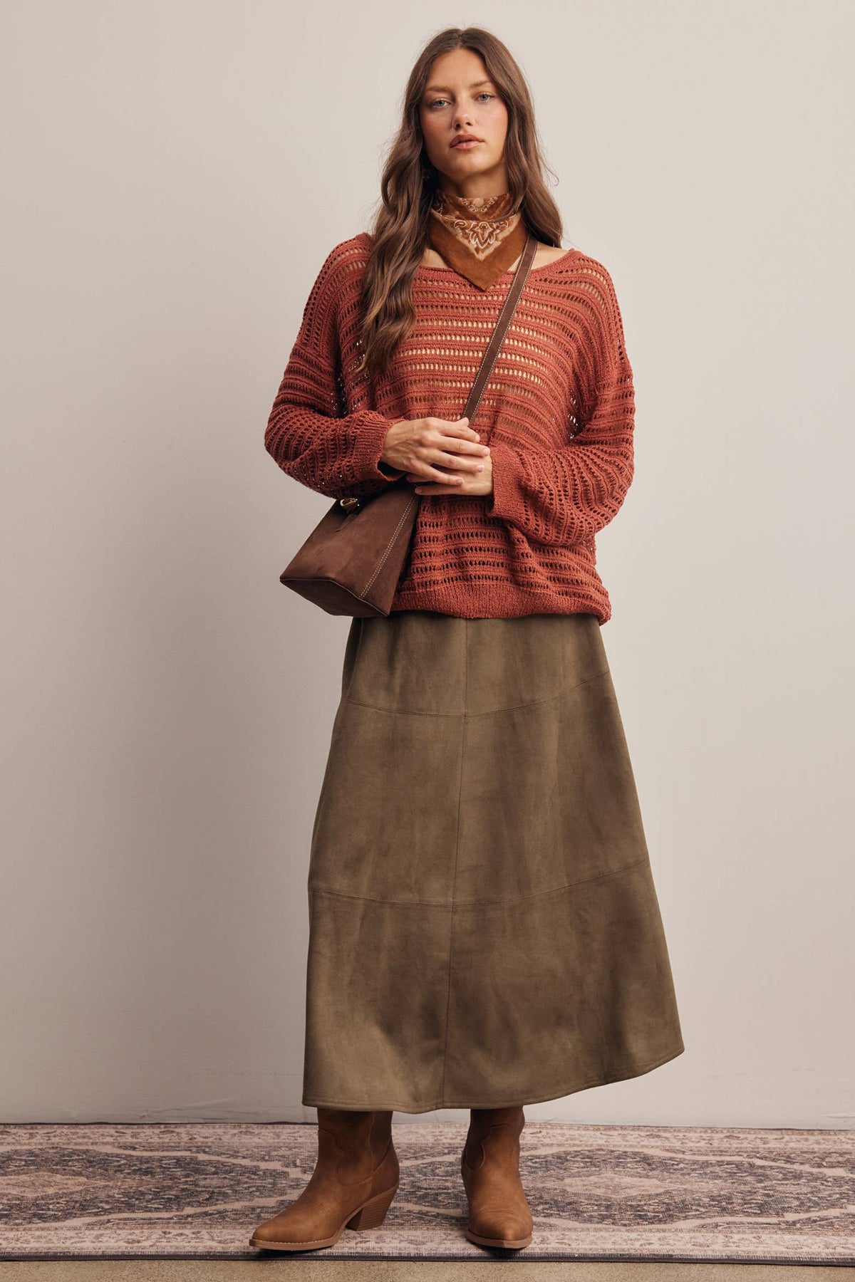 Open-Knit Stripe Sweater Top FSW0056