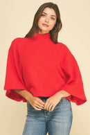 Wide Sleeve Mock Neck Sweater