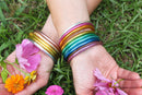 Single Rainbow Thai Buddhist Temple Bracelet, Mantra Bangle