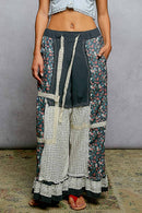 Double Gauze Ruffle Wide Leg Pants